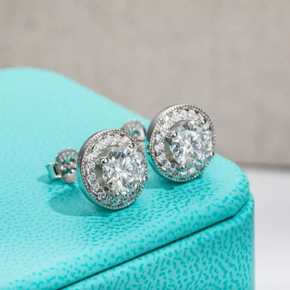 Certified 2.4ct. t.w. Diamond Brilliant Cut Halo Stud Earrings - Picture 5 of 16